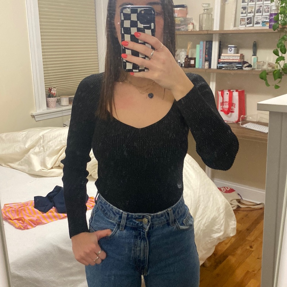 Primark black long sleeve sparkle